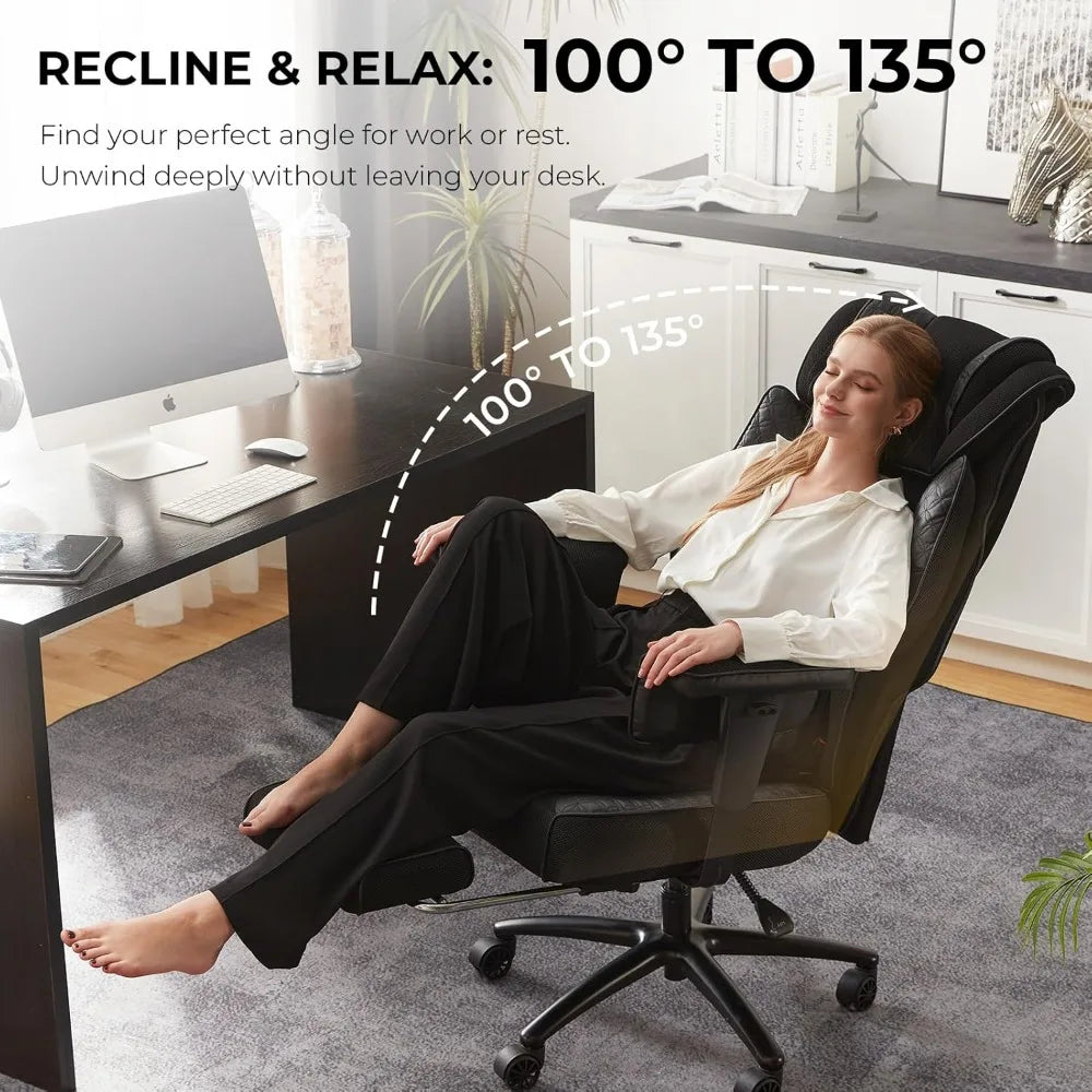 Big and Tall Office Chair with Massage Lumbar Support,Executive Office Chair with Wide Thick Seat Cushion and, Customized