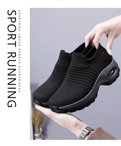 Women Sneakers Fashion Breathable Walking Mesh Platform Shoes Sneakers for Women Gym Vulcanized Shoes Black Female Footwear