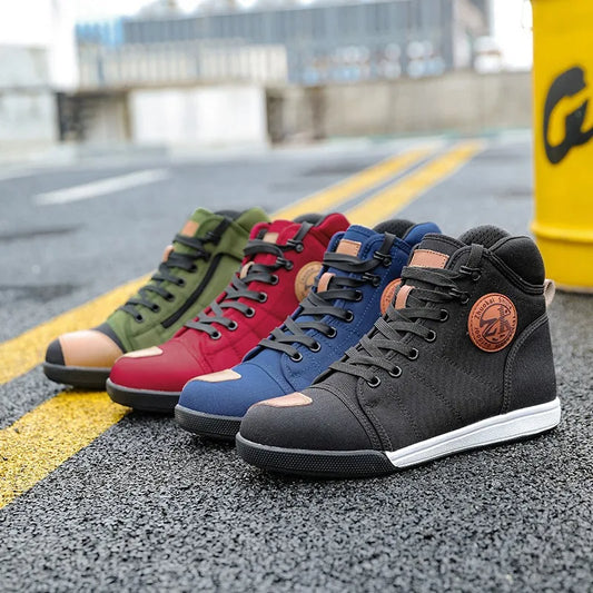 Motorcycle Shoes Men Riding Boots Casual Flat Shoes Anti-collision Toe Heel Protection Outdoor Cycling Motobike Sports Sneakers