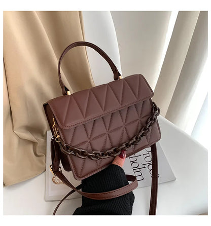 Square Plaid Small Handbags Crossbody Bags For Women, Chain Shoulder Bag For Travel