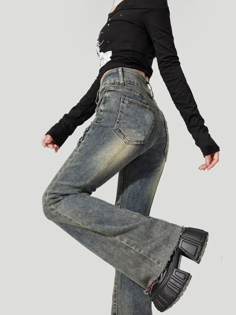 Retro High-waisted Flared Jeans Women's 2025 Summer Thin New Slim-fit Pants
