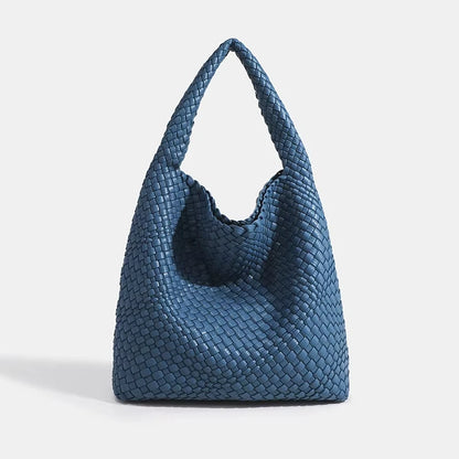 Women's Fashionable Woven PU Leather Tote Bag Shoulder Handbag Top-Handle Bag with Purse - Stylish Woven Bag Purses