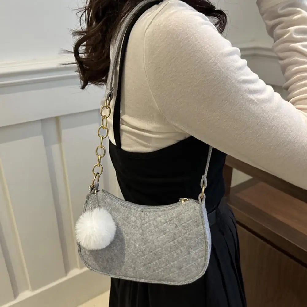 Mini Women Shoulder Bags Fashion Felt Women's Bag Design Advanced Underarm Handbags Mini Saddle Bag
