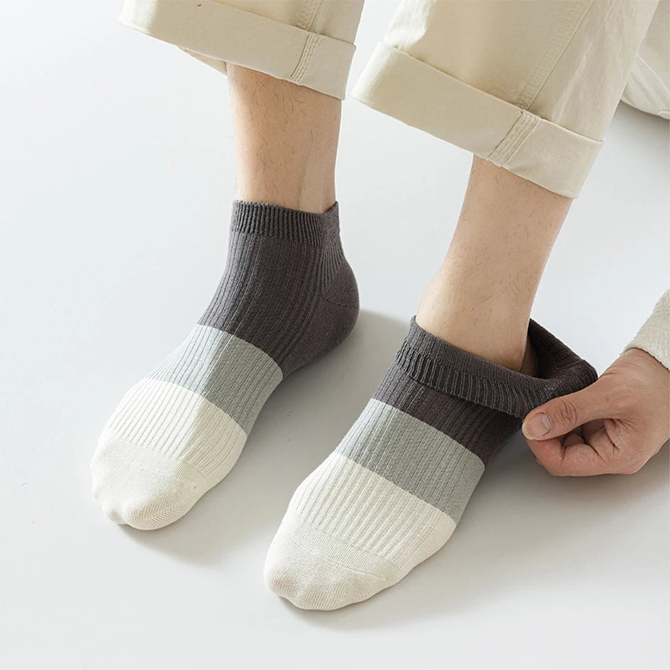 5 Pairs Men Cotton Ankle Socks Low Cut Breathable Comfortable Soft Thin Casual Sports Fashions Non-Slip Women Boat Short Socks