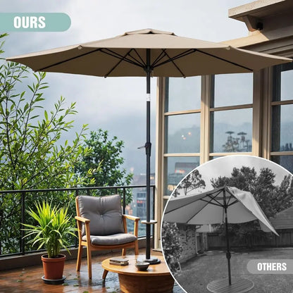 Outdoor Patio Umbrella with 8 Ribs, Push Button/Crank, Suitable for Pool, Deck, Garden, and Backyard
