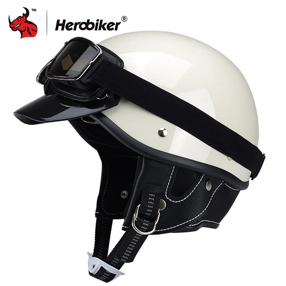 Motorcycle Half Helmet Vintage Motorbike Helmets Men Women Unisex Scooter Four Seasons Helmet Motocross Open Face Helmet S-XL