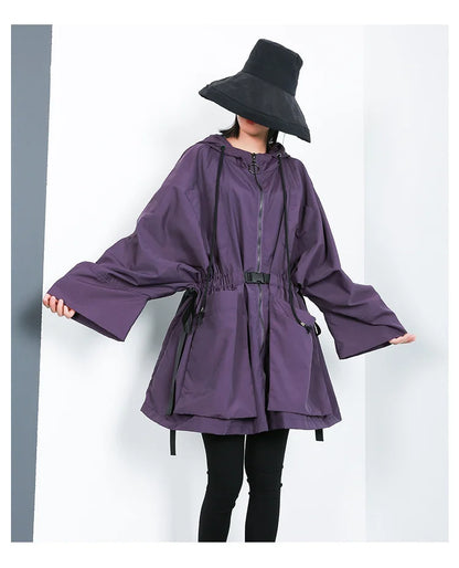 Amax luluE 2025 Fashion Korean Fall Ladies Loose Streetwear Womens Long Hooded Trench Coat Oversized Windbreaker Casual Clothes