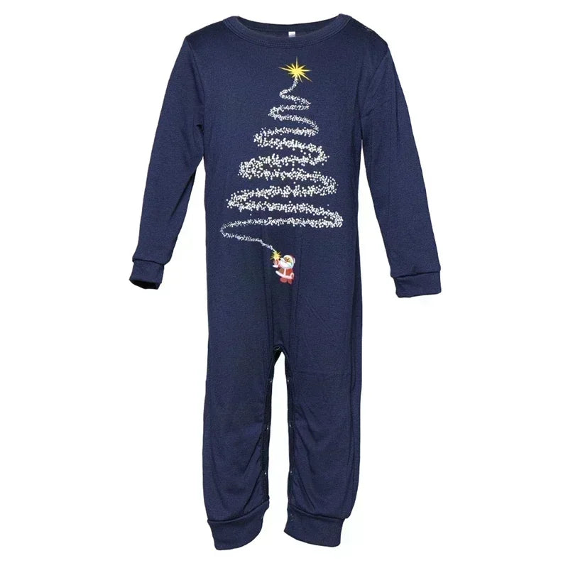 Christmas Family Matching Pajamas Set Firework Print Mom Dad Kids Home Clothes Warm Soft Sleepwear Baby&Dog Romper Pjs Xmas Look