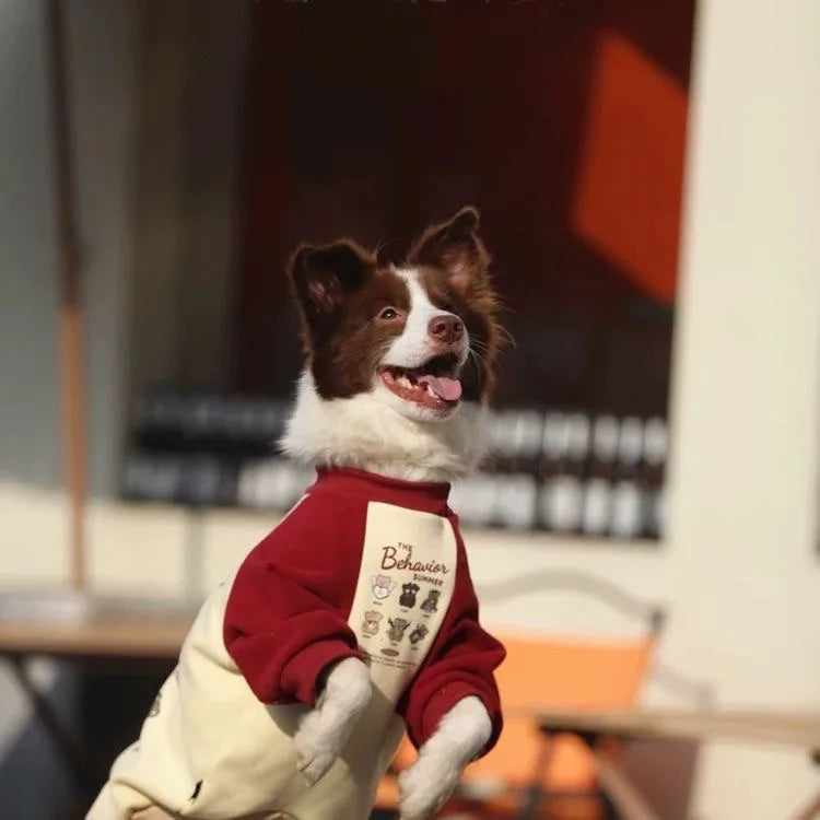 Large Dog Hoodies Autumn Winter Sweatshirt Pet Clothes for Medium Large Dogs Cartoon Pattern Pullover Coat Husky Pitbull Apparel