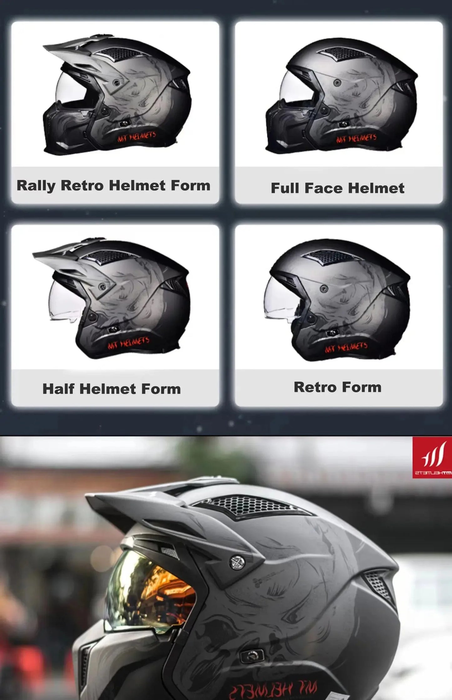 MT Street Fighter Motorcycle Helmet Detachable Combination Electroplated Gold Helmet ECE DOT Certification Full Face Casco Moto