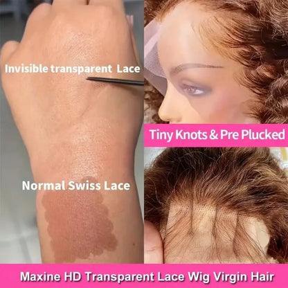 360 4/27 Full Lace Wig Human Hair Invisible Strap 250 Density Deep Wave HD Lace Frontal Wig Human Hair Pre Cut Curly 360 Wigs