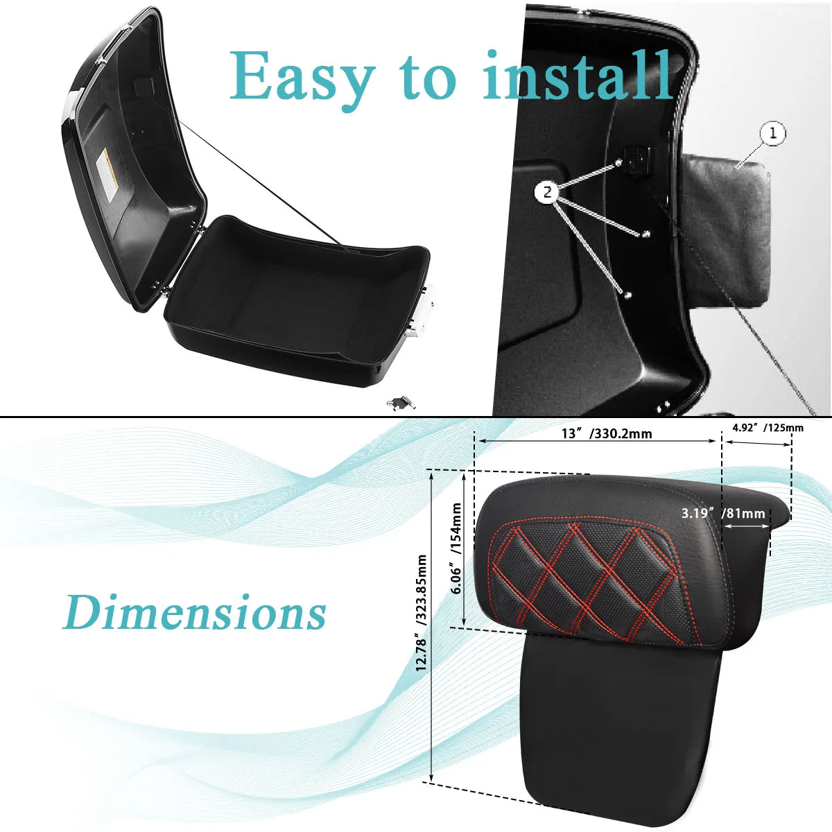 Tour Luggage Pack Backrest Pad Motorcycle Trunk For Harley Touring CVO Electra Street Glide FLHXS Road King FLHR Tri Glide 14-25