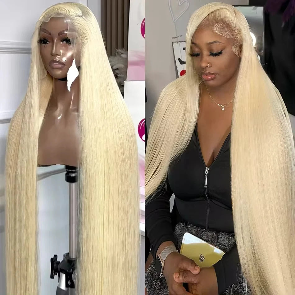 26 Inch 613 Lace Front Wig Human Hair 13X4 Blonde Straight HD Transparent Lace Frontal Wigs Human Hair Pre Plucked with Baby Hair 180% Density Blonde Glueless Wigs Human Hair