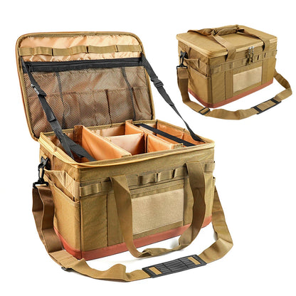 30L Camping Cooking Utensil Organizer Large Capacity Hard Picnic Storage Bag Detachable Multifunctional Utility Camping Supplies