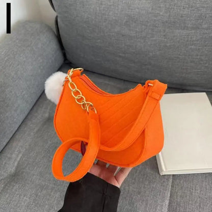Mini Women Shoulder Bags Fashion Felt Women's Bag Design Advanced Underarm Handbags Mini Saddle Bag