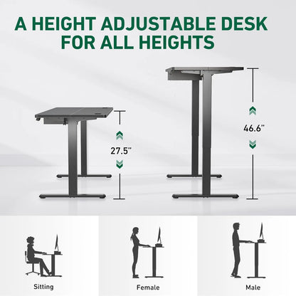 55 x 24 Inch Standing Desk with Drawer, Sit Stand Computer Desk, Ergonomic Workstation, Home Office Stand Up Table, Customized