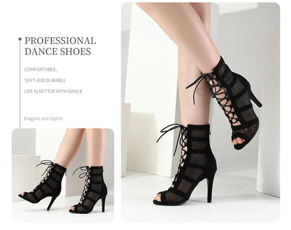 DKZSYIM Dance Boots Latin Women Ballroom Dance Shoes Ladies Girls Soft Soles Tango/Salsa Dance Shoes Sexy Thin Heel 7cm-11cm