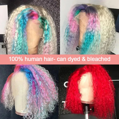 613 Honey Blonde 13x6 HD Lace Frontal Wig Human Hair Curly 10inch Deep Wave Brazilian bob Colored 13x4 Lace Front Wigs For Women