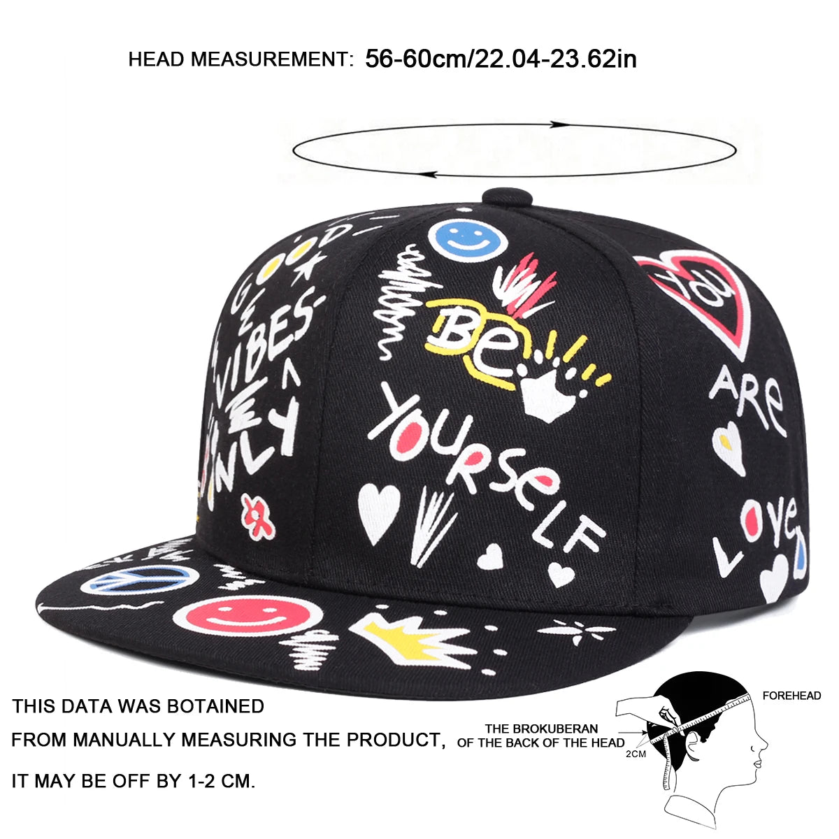 Unisex Smiling Graffiti Print Hip-hop Hats Spring Autumn Outdoor Adjustable Casual Baseball Caps Sunscreen Hat Sports Cap