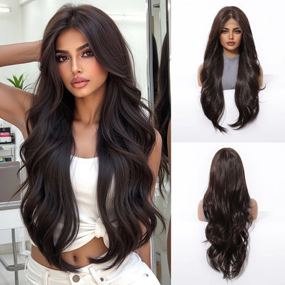 EASIHAIR Long Wavy HD Lace Front Synthetic Wigs for Women Natural Wave Blonde Wigs With Dark Roots 13*6 Lace Wigs Heat Resistant