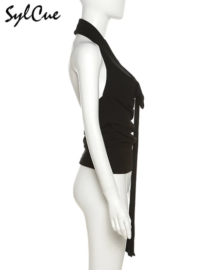 Nibber 2026 Loose Casual All-match Simple Black Sexy Metal Hot Confident Summer Travel Cool Soft Breathable Women's Halter Vest