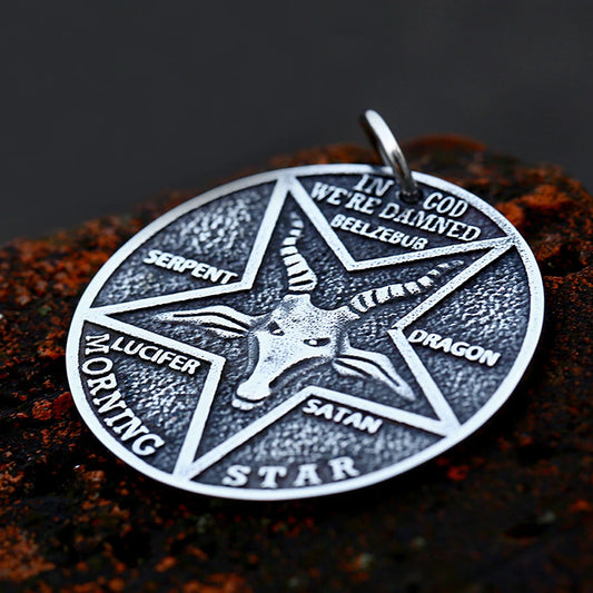 Large Size Vintage Pentagram Lucifer Pendant Stainless Steel Jesus Necklaces For Men Biker Amulet Jewelry Gift Dropshipping