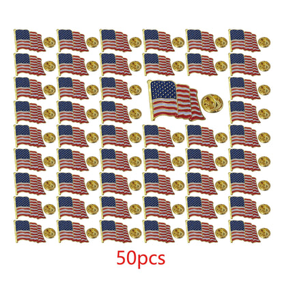 American Flag Pin Gold Plated Enamel Patriotic Waving USA Lapel Pin - Bulk Pack for Suit, Coats, Lanyards, Hats