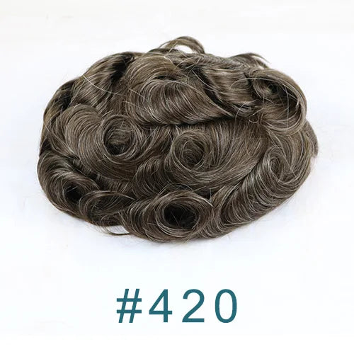 Men's Super Natural Hairline 100% Human Hair Ombre Blonde Capillary Prosthesis System Wigs Brown Roots Durable Thin Skin Toupee