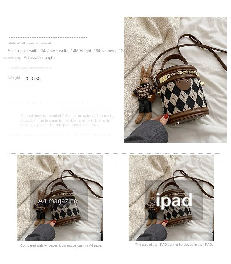 Women's Bag for Women Fashion Luxury Designer Zipper Small Handbags For Women Leather Bucket Shoulder Bag 2023 New Trend Pendant