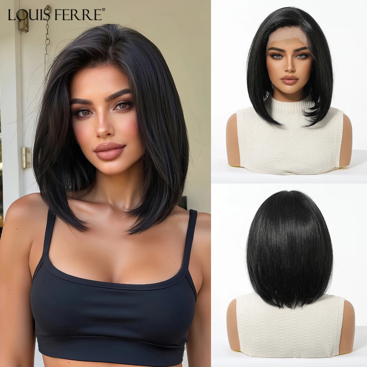 13*6 HD Transparent Lace Front Wigs Natural Hairline Short Straight Synthetic Wigs For Women Daily Party Brown Mixed Blonde Wigs
