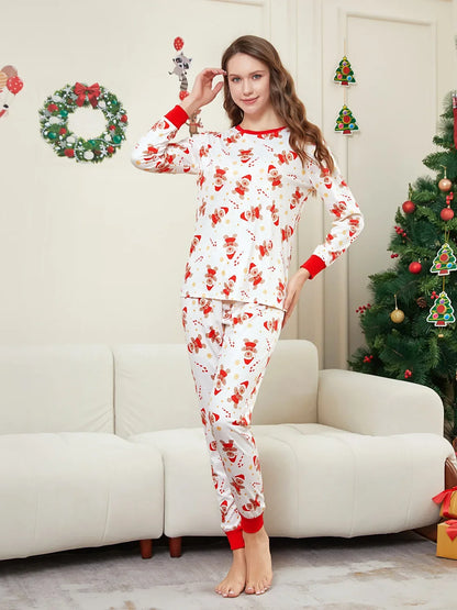 New 2025 Cartoon Allover Print Christmas Pajamas in Set Couples Casual Sleepwear Children's Clothing Baby Dog Romper Family Look