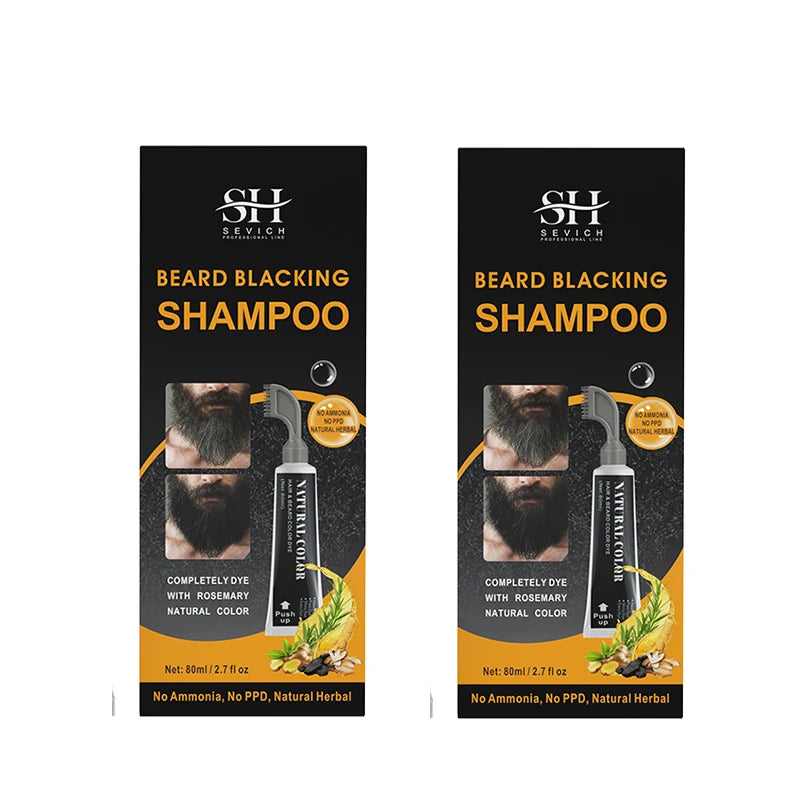 80ml Hair Dye Cream Black Beard Dye Cream For Men Permanent Plant Beard Dye Shampoo Fast Cover White Grey Beard Hair Care