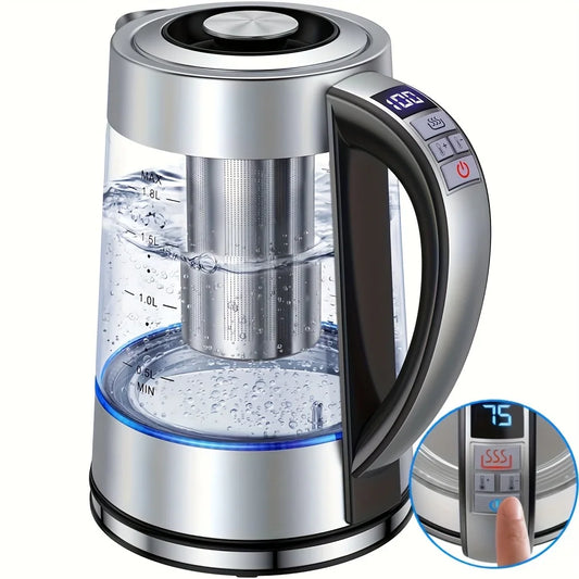 electric  kettle with infuser, 1.8l glass tea kettle with 12 temperature control and Keep WarmTea Infuser, up to 24-Hour