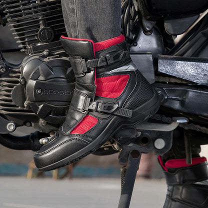 Man Motorcycle Boots New Breathable Anti-fall Rider Road Racing Motorcycle Shoes Microfiber Leather Men's Motos Protection Boot