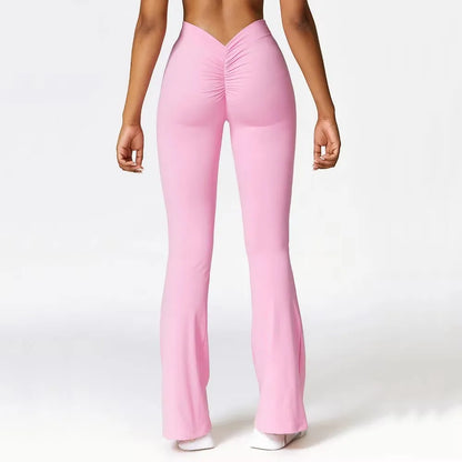 Gym Fitness Sports Flared Pant Dance Trousers Women V-shaped Hip Yoga Pants Flare Leggings Women High Waist Wide Leg Pants Women
