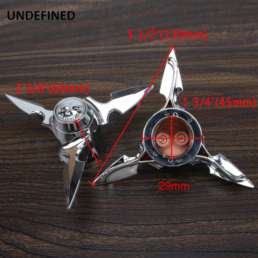 Motorcycle Chrome Skull Spun Blade Axle Caps Cover Front Axle Nut Covers For Harley Sportster Dyna Softail V-Rod Plastic