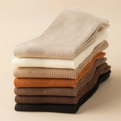 Women's Socks New Autumn Casual Simple Solid Color Winter Warm Socks For Women Korean Style Middle Tube Girls Pile Socks