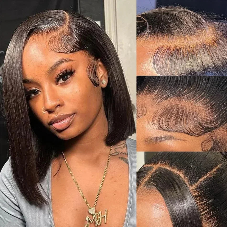 2026 Ready To Wear Glueless Bob Straight Wig Human Hair Wigs Short Bob No HD Lace Frontal Wig Closure Black Wigs For Women