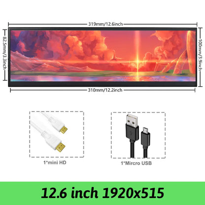 Wisecoco 14 Inch 4K 3840X1100 Aida64 IPS LCD Monitor Ultrawide PC Secondary Gaming Console For Raspberry Pi5 7.8''/8.8''/12.6''