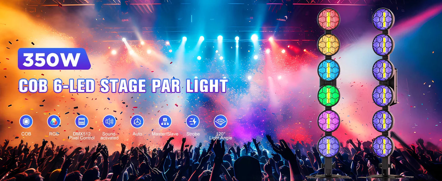 DayFlicker 350W 6-LED COB Linear Vintage Light Stage Light 1-20Hz Flash DMX512 15/33CH For DJ Concert Weddings Nightclub Dance