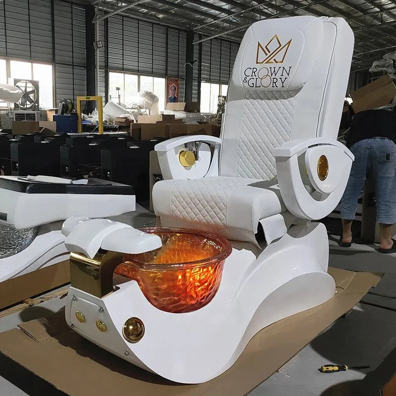White Luxury Foot Massage Chair With 4 Sets of Simulation Massage Sofa 180 Degrees Spa Manicure Pedicure Chair