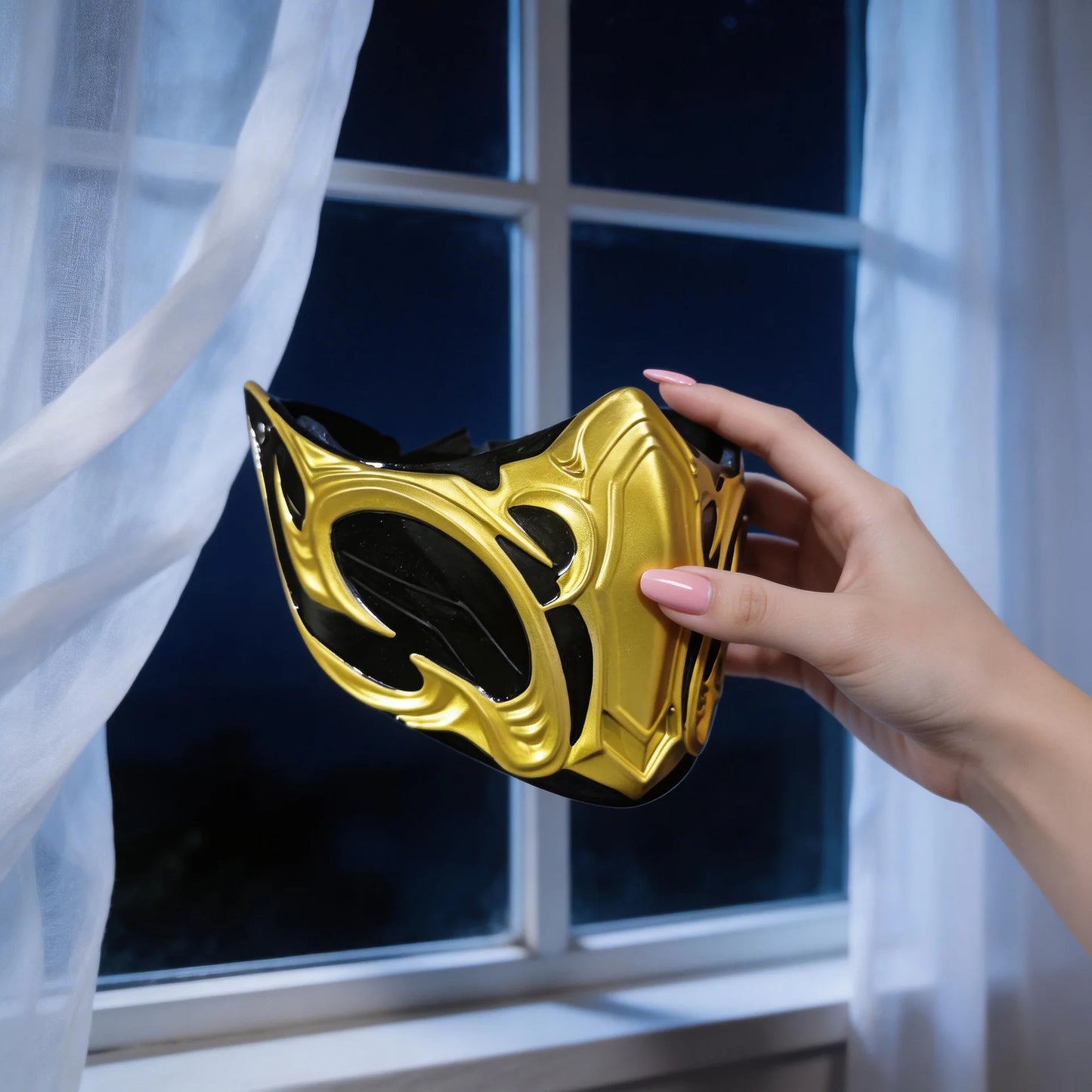 Mortal Kombat Mask Cosplay Sub-Zero Scorpion Half Face Resin Masks Halloween Carnival Dress Up Party Costume Props Deluxe
