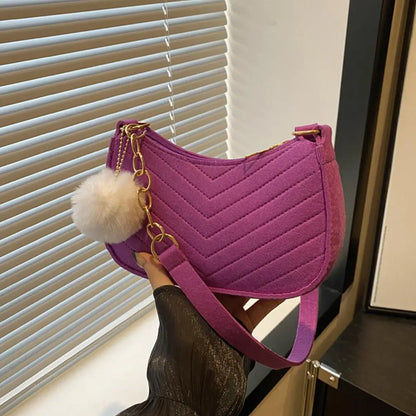 Mini Women Shoulder Bags Fashion Felt Women's Bag Design Advanced Underarm Handbags Mini Saddle Bag