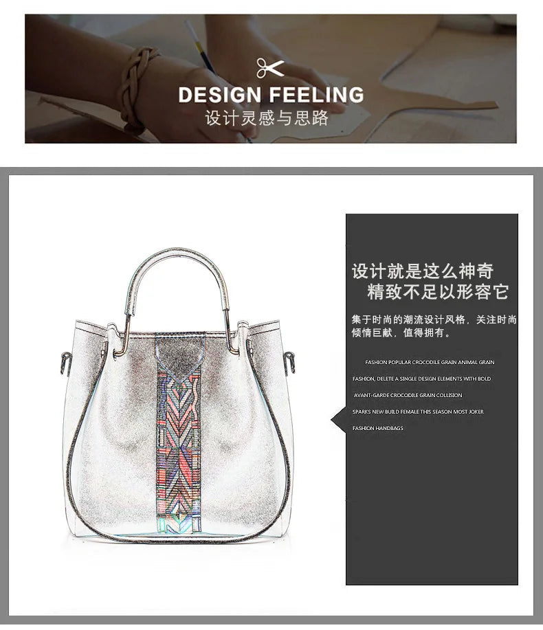 Fashionable Women's Shoulder Bag Hot Sale Of The Season New Style Mother-Child Multi-piece Set Colorful Ribbon Ladies Handbag Si