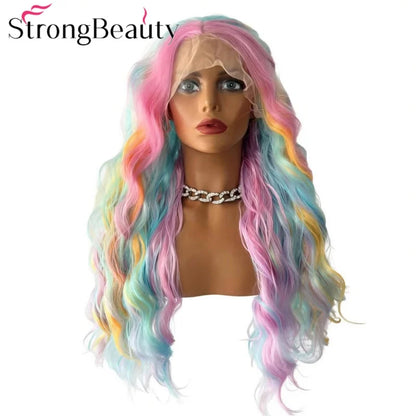 StrongBeauty Long Lace Front Wigs Synthetic Wavy Women Wig Heat Resistant Hair