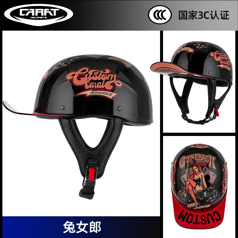 New retro summer motorcycle helmet motorcycle cruising half face helmet anti-collision men lightweight and breathable.