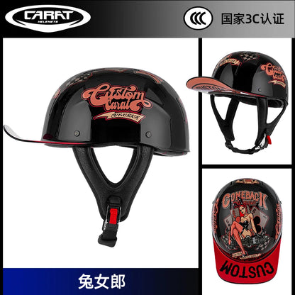New retro summer motorcycle helmet motorcycle cruising half face helmet anti-collision men lightweight and breathable.