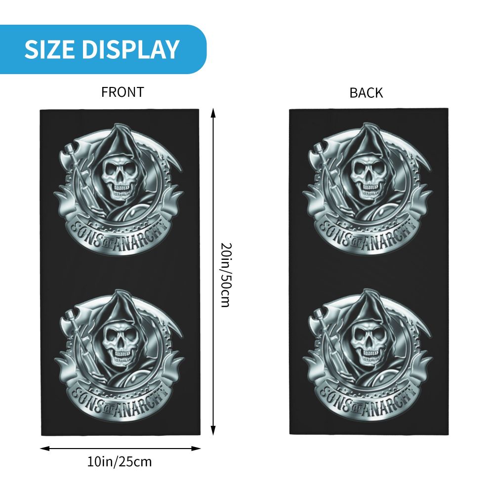 Custom 1 Percenter Essential Sons Bandana Neck Gaiter for Ski Camping Men Women Wrap Scarf TV Show Anarchy Headband Warmer