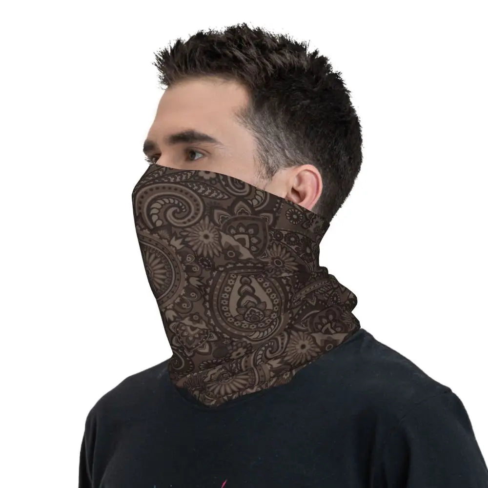 Custom Black Bandana Pattern Bandana Neck Gaiter for Hiking Cycling Women Men Wrap Scarf Paisley Style Headband Warmer