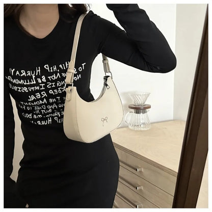 Bowknot Armpit Bag Korean Underarm Bag Luxury PU Leather Y2K Handbag Girls Shoulder Bag